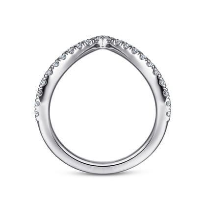 14K White Gold V Curved Diamond Anniversary Band