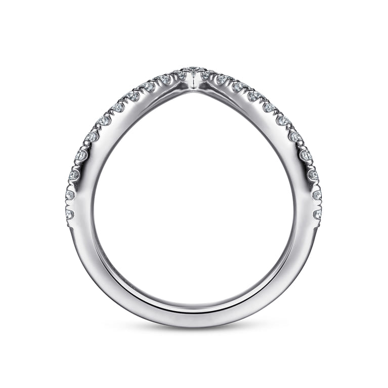 Curved Wedding Ring in 14k White Gold with Round Natural Diamond at Gabriel & Co. - Shot 2