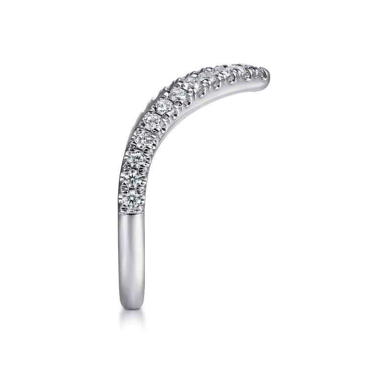 Curved Wedding Ring in 14k White Gold with Round Natural Diamond at Gabriel & Co. - Shot 4