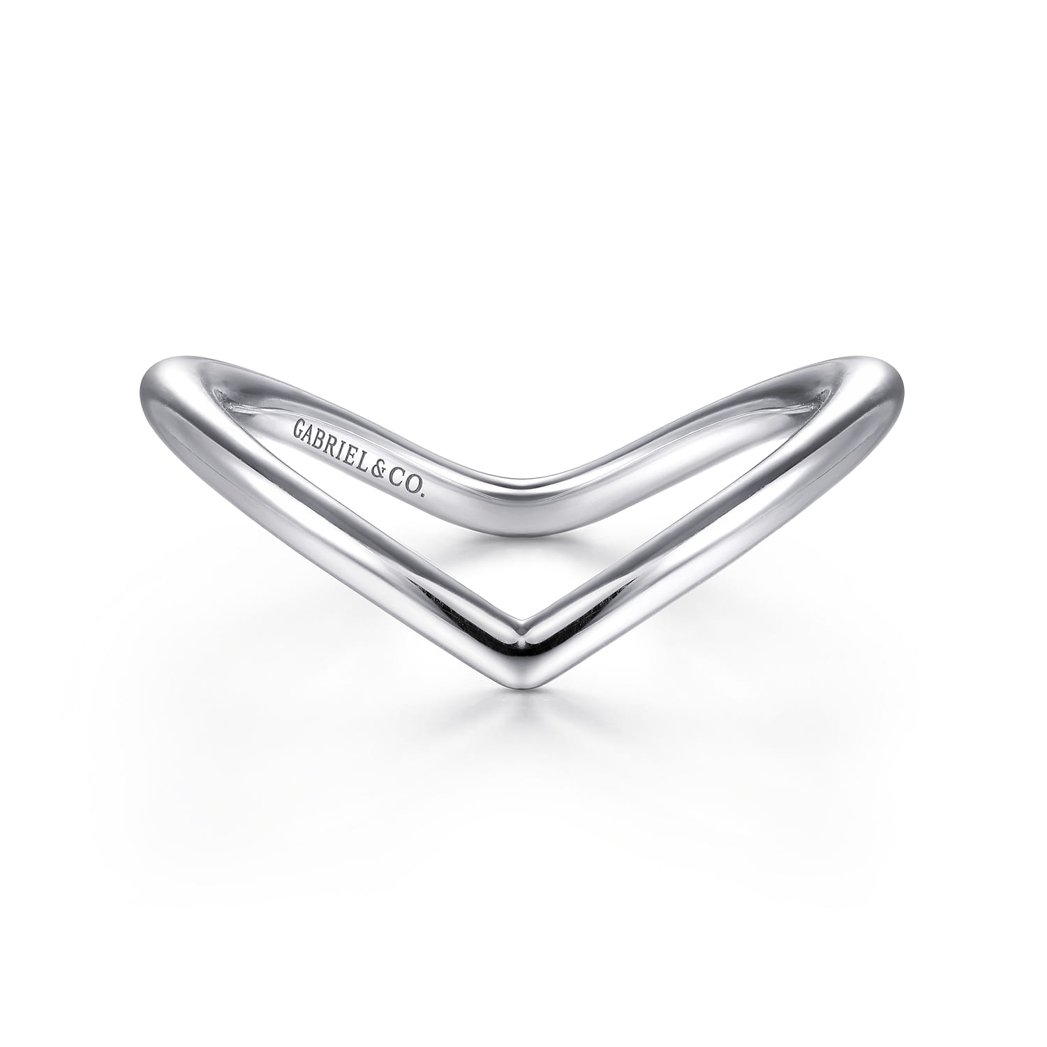 14K White Gold V Matching Wedding Band - Shot 1