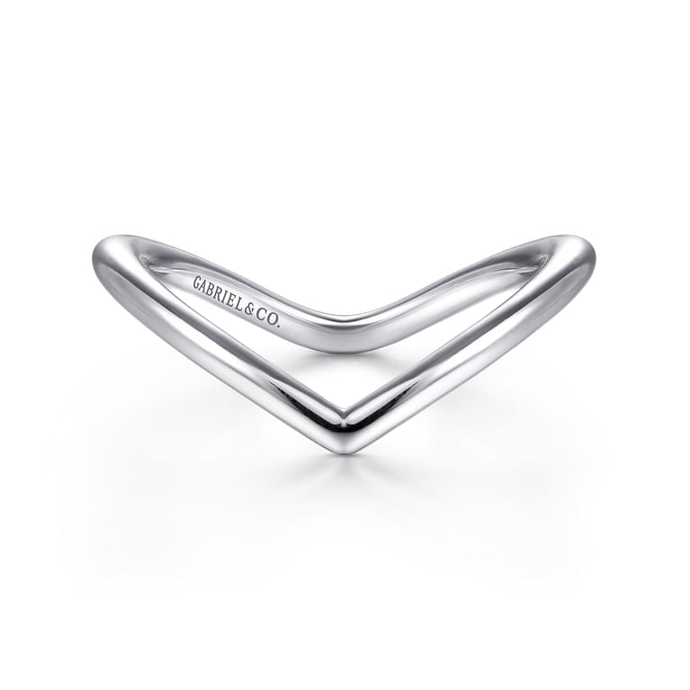 14K White Gold V Matching Wedding Band - Shot 1