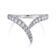 14K White Gold V Shaped Bypass Diamond Ring
