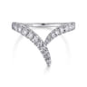 14K White Gold V Shaped Bypass Diamond Ring - 0.5 ct