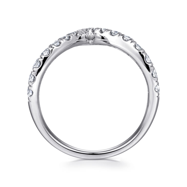 14K White Gold V Shaped Bypass Diamond Ring - 0.5 ct - Shot 2