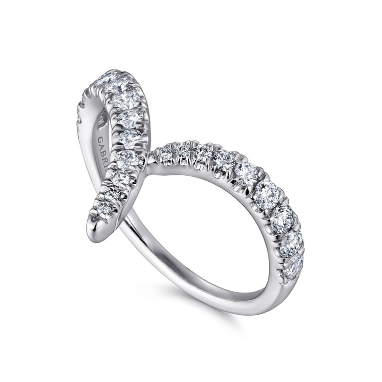 14K White Gold V Shaped Bypass Diamond Ring - 0.5 ct - Shot 3