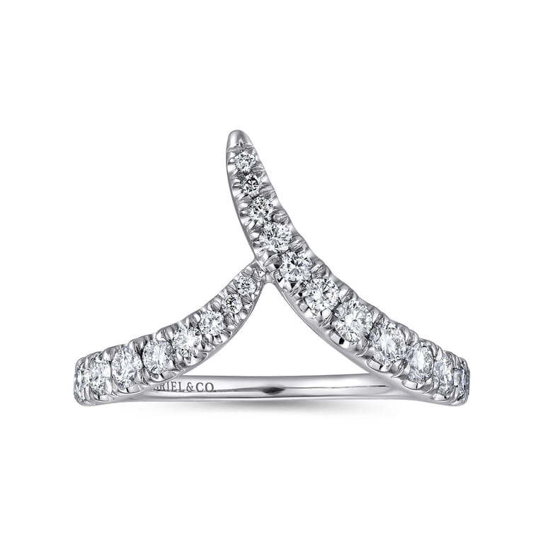14K White Gold V Shaped Bypass Diamond Ring - 0.5 ct - Shot 4