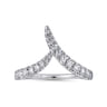 14K White Gold V Shaped Bypass Diamond Ring - 0.5 ct