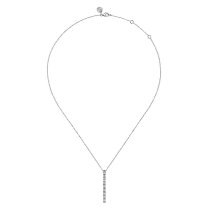 14K White Gold Vertical Diamond Bar Necklace