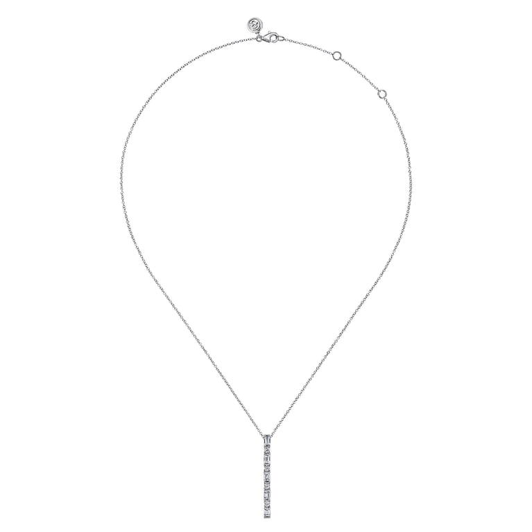 14K White Gold Vertical Diamond Bar Necklace - 0.75 ct - Shot 2
