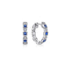 14K White Gold Vintage Inspired 15mm Sapphire and Diamond Huggies - 0.05 ct
