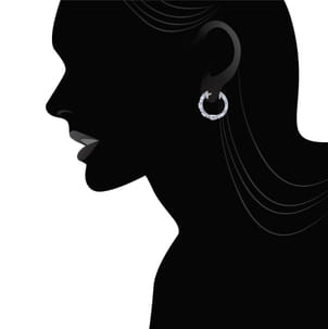 14K White Gold Vintage Inspired 15mm Sapphire and Diamond Huggies