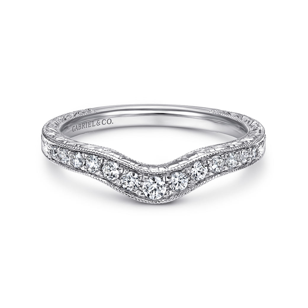14k White Gold Round Curved Band | Gabriel \u0026 Co. AN10979W44JJ, image size:1040x1040