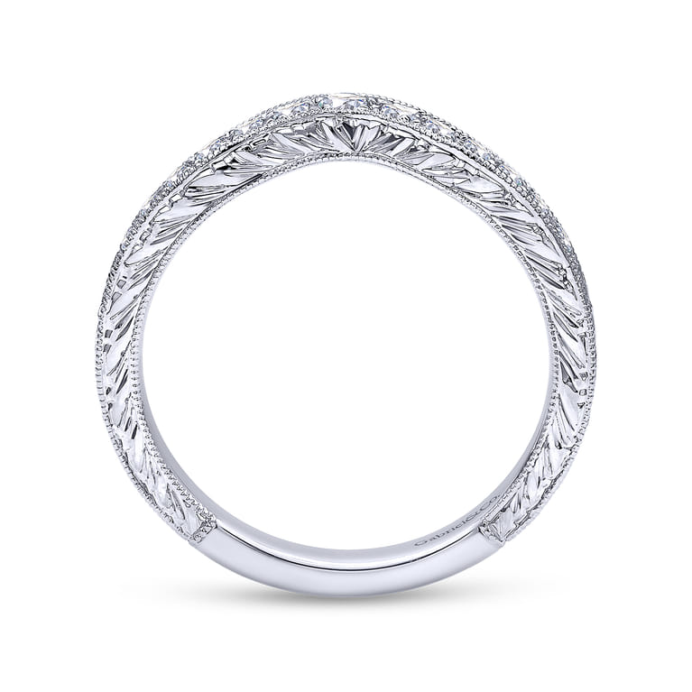 Curved Wedding Ring in 14k White Gold with Round Natural Diamond at Gabriel & Co. - Shot 2