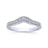 Curved Wedding Ring in 14k White Gold with Round Natural Diamond at Gabriel & Co.