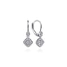 14K White Gold Vintage Inspired Style Square Diamond Drop Earrings - 0.2 ct