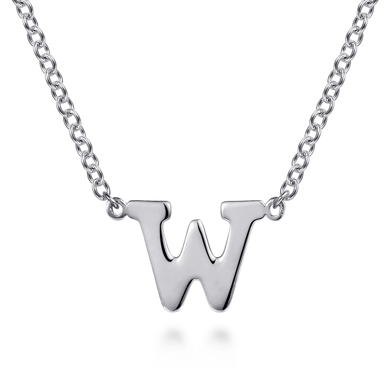 14K White Gold W Initial Necklace - Shot 1