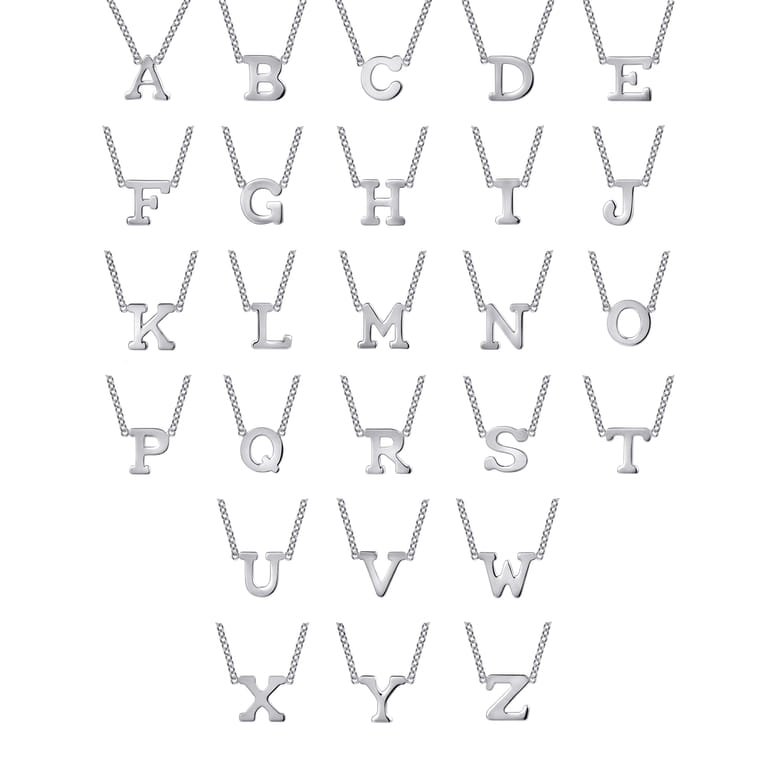 14K White Gold W Initial Necklace - Shot 3