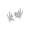 14K White Gold Whimsical Diamond Leaf Stud Earrings - 0.5 ct