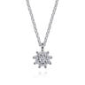 14K White Gold White Sapphire Cluster Pendant Necklace