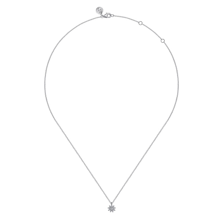 14K White Gold White Sapphire Cluster Pendant Necklace - Shot 2