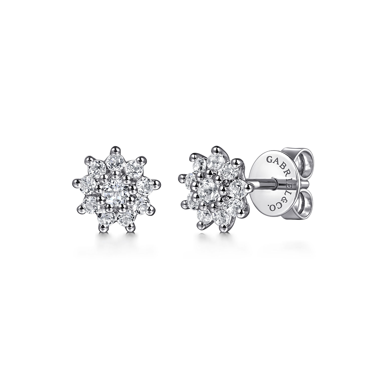 14K White Gold White Sapphire Cluster Stud Earrings @ $475