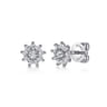 14K White Gold White Sapphire Cluster Stud Earrings