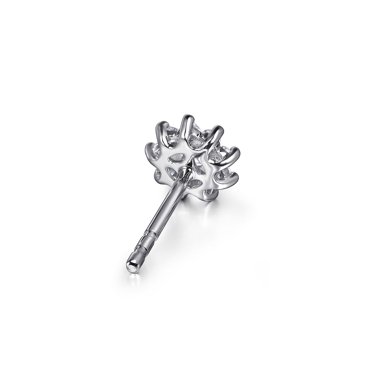 14K White Gold White Sapphire Cluster Stud Earrings