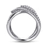 14K White Gold Wide Band Layered Diamond Ring - 1.05 ct