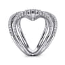 14K White Gold Wide Band Layered Diamond Ring - 1.05 ct