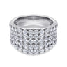 14K White Gold Wide Band Pave Diamond Ring - 1.95 ct