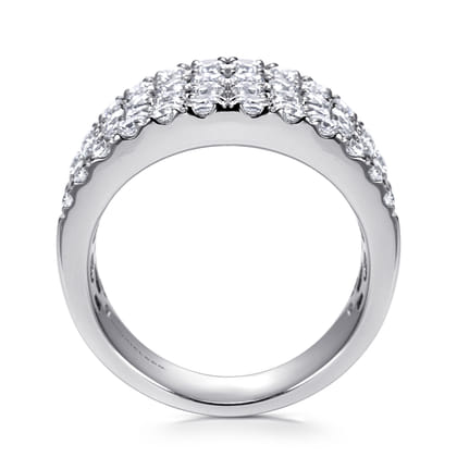 14K White Gold Wide Band Pave Diamond Ring