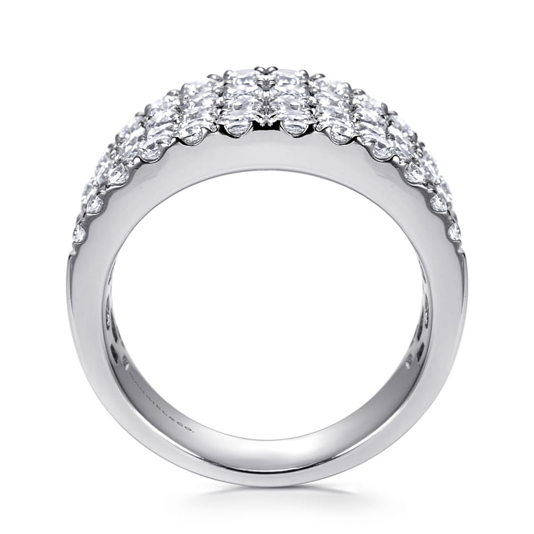 14K White Gold Wide Band Pave Diamond Ring - 1.95 ct - Shot 2