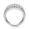 14K White Gold Wide Band Pave Diamond Ring - 1.95 ct