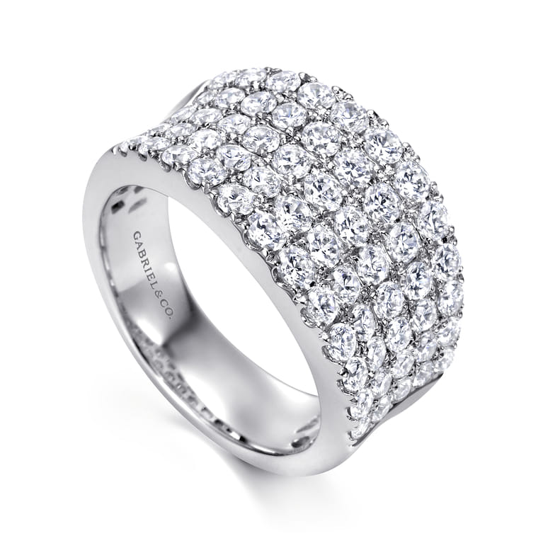 14K White Gold Wide Band Pave Diamond Ring - 1.95 ct - Shot 3