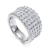 14K White Gold Wide Band Pave Diamond Ring - 1.95 ct