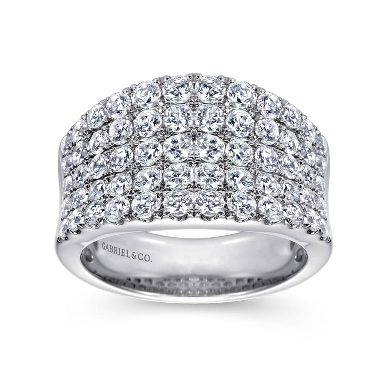 14K White Gold Wide Band Pave Diamond Ring - 1.95 ct - Shot 4