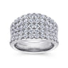 14K White Gold Wide Band Pave Diamond Ring - 1.95 ct