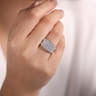 14K White Gold Wide Band Pave Diamond Ring - 1.95 ct
