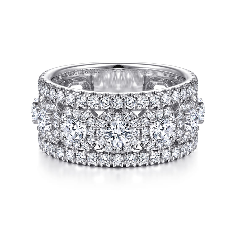 Fancy Wedding Ring in 14k White Gold with Round Natural Diamond at Gabriel & Co. - Shot 1