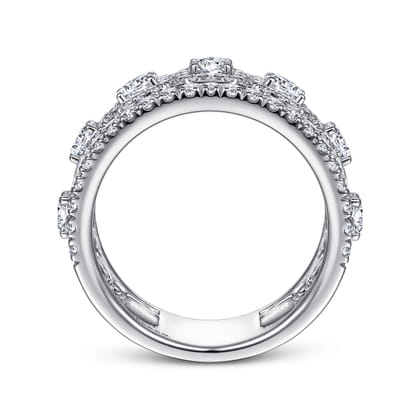 14K White Gold Wide Diamond Anniversary Band