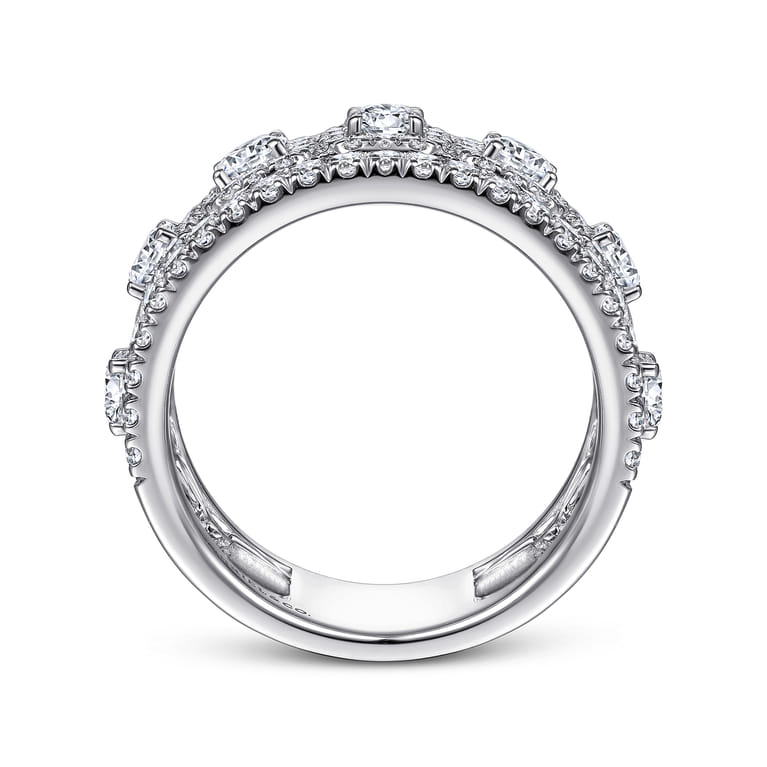 Fancy Wedding Ring in 14k White Gold with Round Natural Diamond at Gabriel & Co. - Shot 2