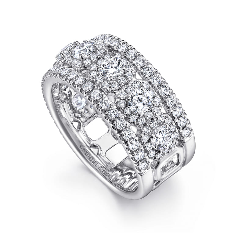 Fancy Wedding Ring in 14k White Gold with Round Natural Diamond at Gabriel & Co. - Shot 3