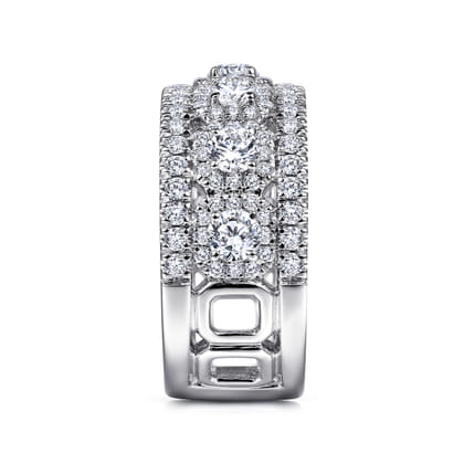 14K White Gold Wide Diamond Anniversary Band