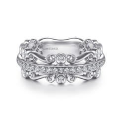 14K White Gold Wide Diamond Anniversary Band
