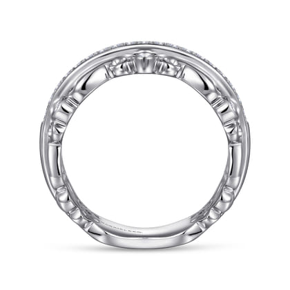 14K White Gold Wide Diamond Anniversary Band