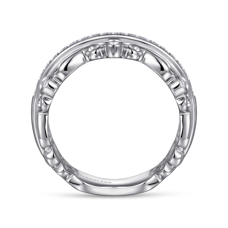 Fancy Wedding Ring in 14k White Gold with Round Natural Diamond at Gabriel & Co. - Shot 2