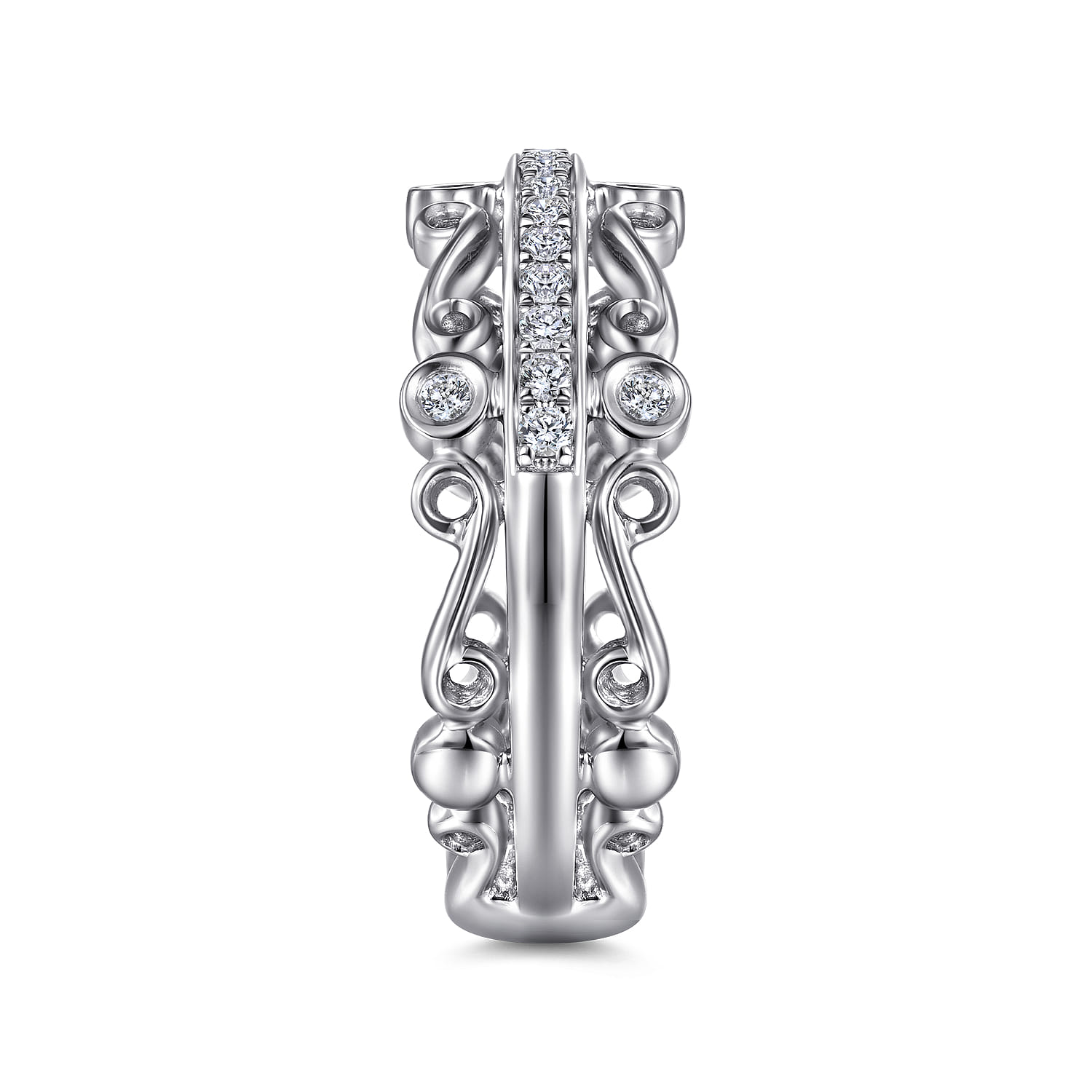 Fancy Wedding Ring in 14k White Gold with Round Natural Diamond at Gabriel & Co. - Shot 4