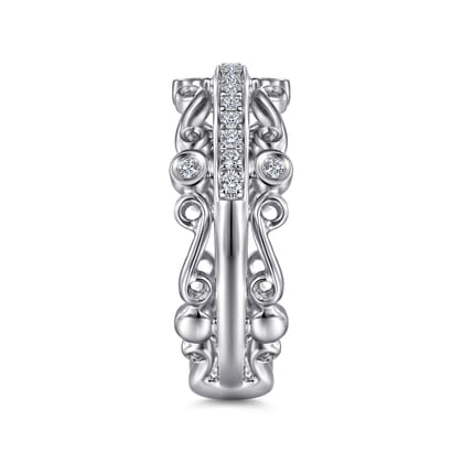 14K White Gold Wide Diamond Anniversary Band