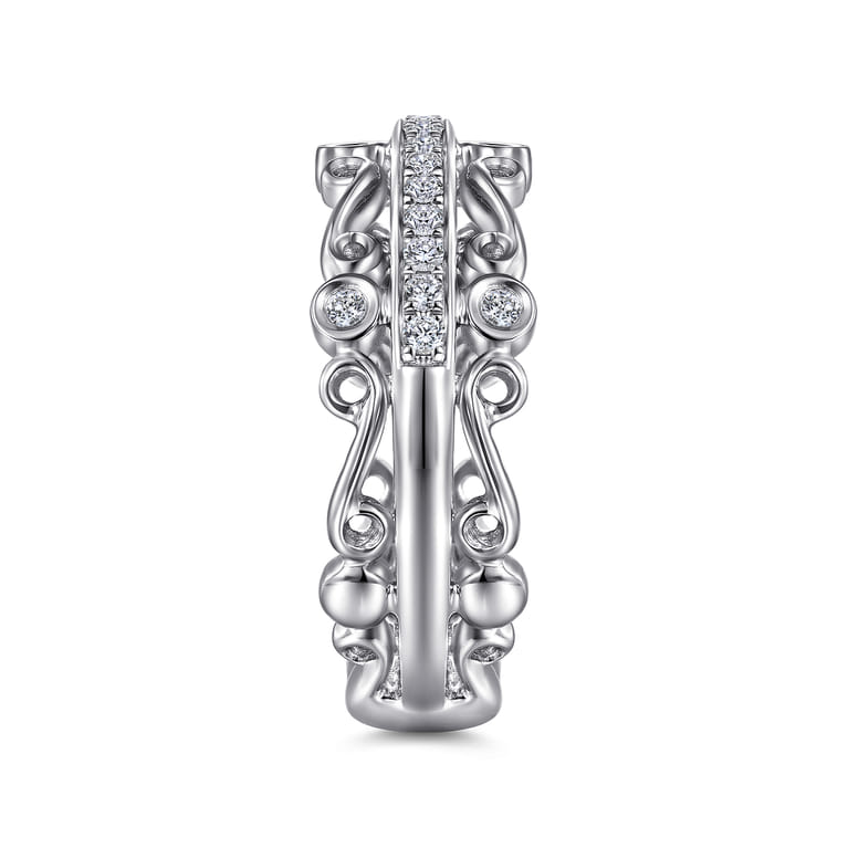 Fancy Wedding Ring in 14k White Gold with Round Natural Diamond at Gabriel & Co. - Shot 4