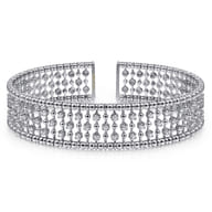 14K White Gold Wide Diamond Cage Cuff Bracelet